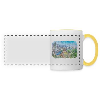 Vienna Austria Watercolor Sketch Illustration - Panoramic Mug - white/yellow - Front