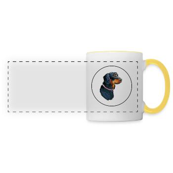 Slovensky Kopov Dog Watercolor Sketch Illustration - Panoramic Mug - white/yellow - Front