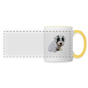 Sealyham Terrier Dog Watercolor Illustration - Panoramic Mug - white/yellow - Front