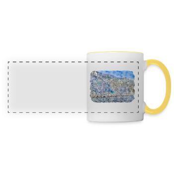 Sorrente Italie Aquarelle Esquisse Dessinée Peinture - Mug panoramique contrasté et blanc - blanc/jaune - Devant