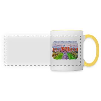 Marrakech Morrocco Watercolor Sketch Drawn Paintin - Panoramic Mug - white/yellow - Front