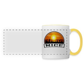 Nice France Skyline Vintage Sunset Travel Souvenir - Panoramic Mug - white/yellow - Front