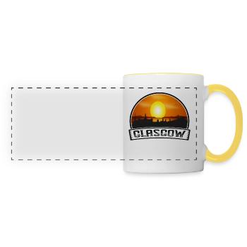 Glasgow Écosse Skyline Vintage Sunset Travel Sou - Mug panoramique contrasté et blanc - blanc/jaune - Devant