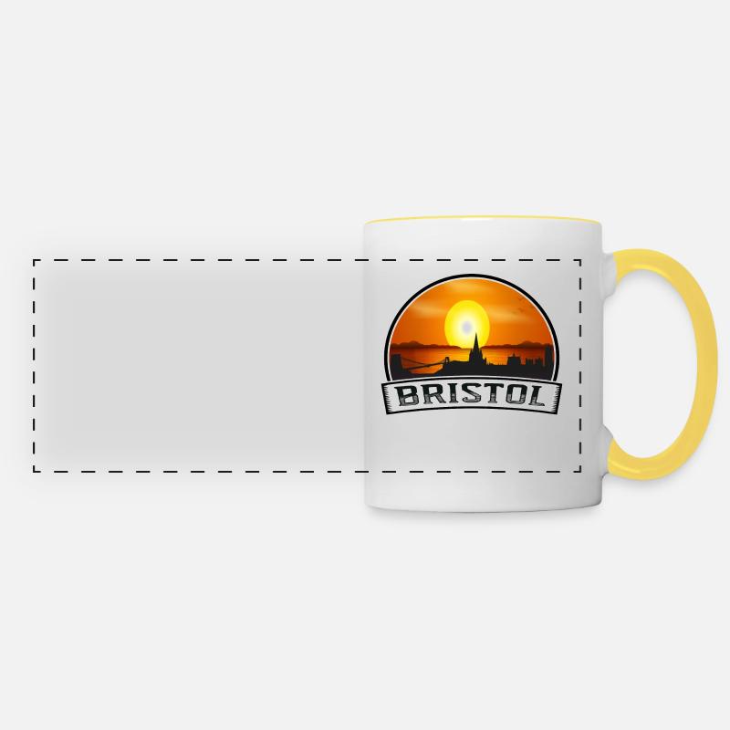 Bristol England Skyline Vintage Sunset Travel Souv - Panoramic Mug - white/yellow