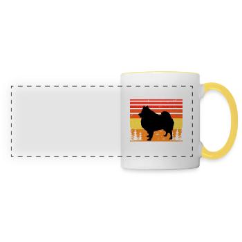 German Spitz Dog Lover Silhouette Vintage Sunset - Mug panoramique contrasté et blanc - blanc/jaune - Devant