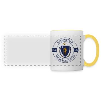 Springfield Massachusetts Flagge USA Reisesouvenir - Panoramatasse - Weiß/Gelb - Vorne