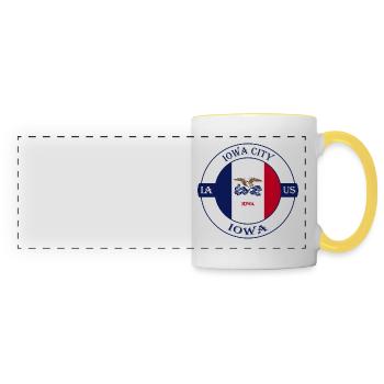 Iowa City Iowa Flagge USA Reise Souvenir Abzeichen - Panoramatasse - Weiß/Gelb - Vorne
