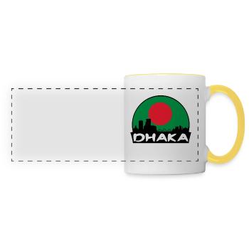 Dhaka Bangladesch Flagge Skyline Silhouette Reisen - Panoramatasse - Weiß/Gelb - Vorne