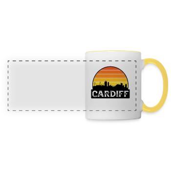 Cardiff Wales Flagge Skyline Reisesouvenir - Panoramatasse - Weiß/Gelb - Vorne