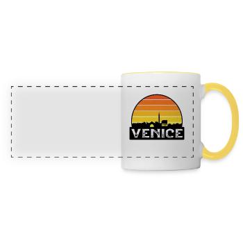 Venice Italy Flag Skyline Travel Souvenir - Panoramic Mug - white/yellow - Front