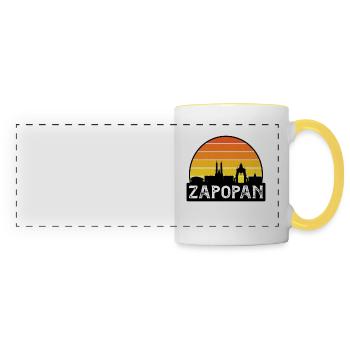 Zapopan Mexico Flag Skyline Travel Souvenir - Panoramic Mug - white/yellow - Front