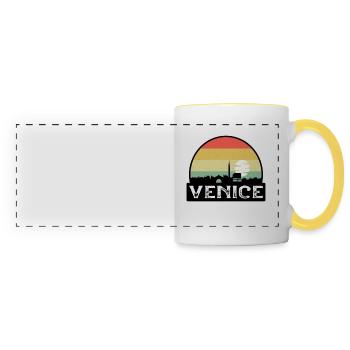 Venice Italy Flag Skyline Travel Souvenir - Panoramic Mug - white/yellow - Front