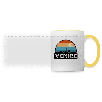 Venice Italy Flag Skyline Travel Souvenir - Panoramic Mug - white/yellow - Front