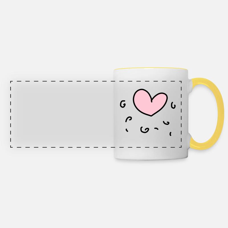 pink heart - Panoramic Mug - white/yellow