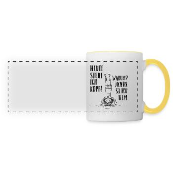 Poirier de fille [00261] - Mug panoramique contrasté et blanc - blanc/jaune - Devant