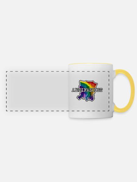 Regenbogen Antifaschist antifa - Panoramatasse - Weiß/Gelb