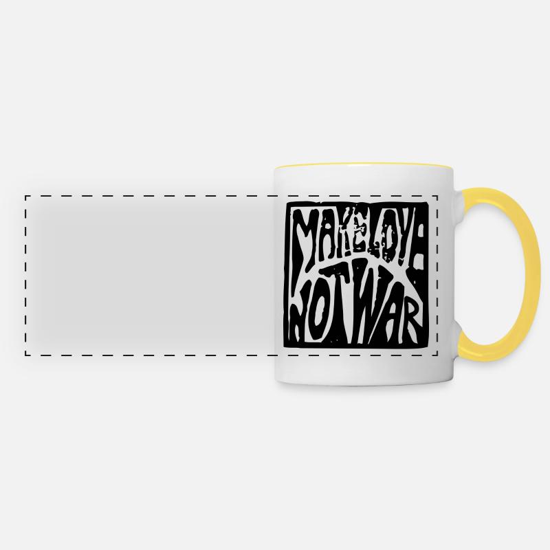Love makes no war World peace Peace - Panoramic Mug - white/yellow