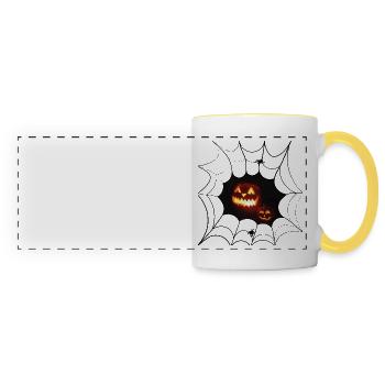Luminous pumpkin smiling pumpkin - Panoramic Mug - white/yellow - Front