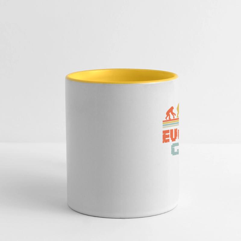 Devis de jeu Evolution Conception de jeu Mug panoramique contrasté et blanc