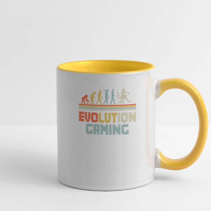 Devis de jeu Evolution Conception de jeu Mug panoramique contrasté et blanc