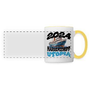 Ship of Fools Utopia, Franz Josef Strauss - Panoramic Mug - white/yellow - Front