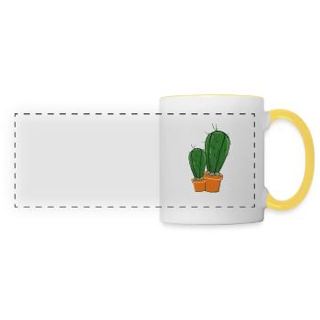 prickly beautiful cactus cactus - Panoramic Mug - white/yellow - Front