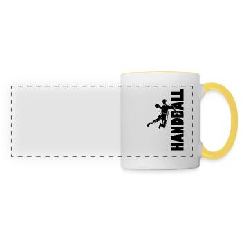 Handball Joueur Handball Ballon Handball Jeu de Handball - Mug panoramique contrasté et blanc - blanc/jaune - Devant