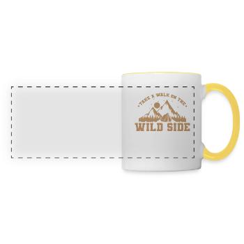 Promenez-vous sur The Wild Side Survival - Mug panoramique contrasté et blanc - blanc/jaune - Devant