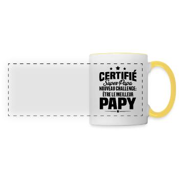 Cadeau nouveau challenge être le meilleur papy - Mug panoramique contrasté et blanc - blanc/jaune - Devant