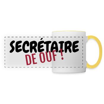 secrétaire / secrétariat / assistante / manager - Mug panoramique contrasté et blanc - blanc/jaune - Devant