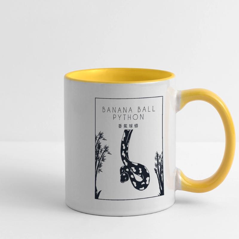 Boule de banane Python Hanzi Chinois Hanzi Snake Banane Mug panoramique contrasté et blanc