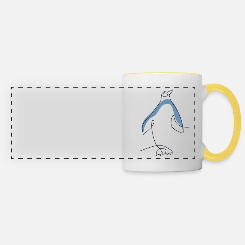 One Line King Penguin Emperor Penguin Seabird - Panoramic Mug - white/yellow