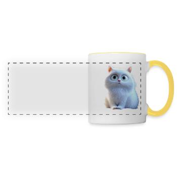 Chat Angora Blanc Chat Angora Chats Angora Mignons - Mug panoramique contrasté et blanc - blanc/jaune - Devant