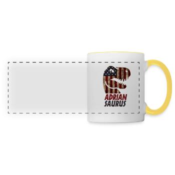 Patriotic Adrian Dinosaur Adriansaurus - Panoramic Mug - white/yellow - Front