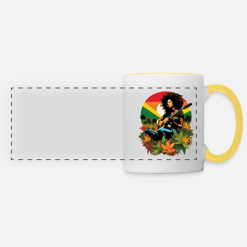 Rastafarian reggae guitarist - Panoramic Mug - white/yellow