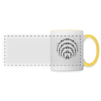 Polygones carrés imbriqués Art géométrique Noir - Mug panoramique contrasté et blanc - blanc/jaune - Devant