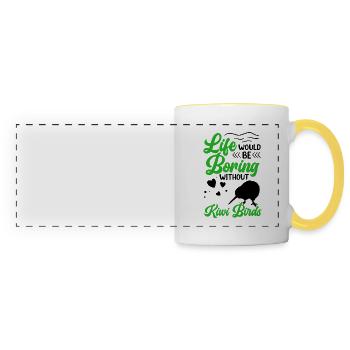 Ennuyeux sans oiseau kiwi Kiwi de Nouvelle-Zélande - Mug panoramique contrasté et blanc - blanc/jaune - Devant