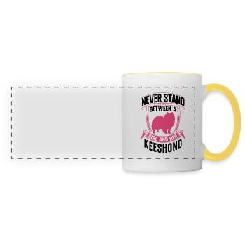Girl and her Wolfsspitz German Spitz - Panoramic Mug - white/yellow - Front