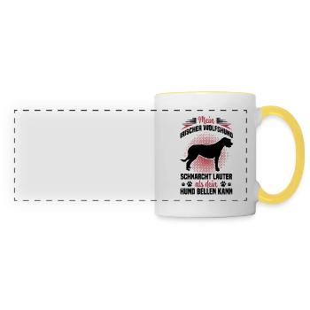 Irish Wolfhound ronfle lévrier bruyant - Mug panoramique contrasté et blanc - blanc/jaune - Devant