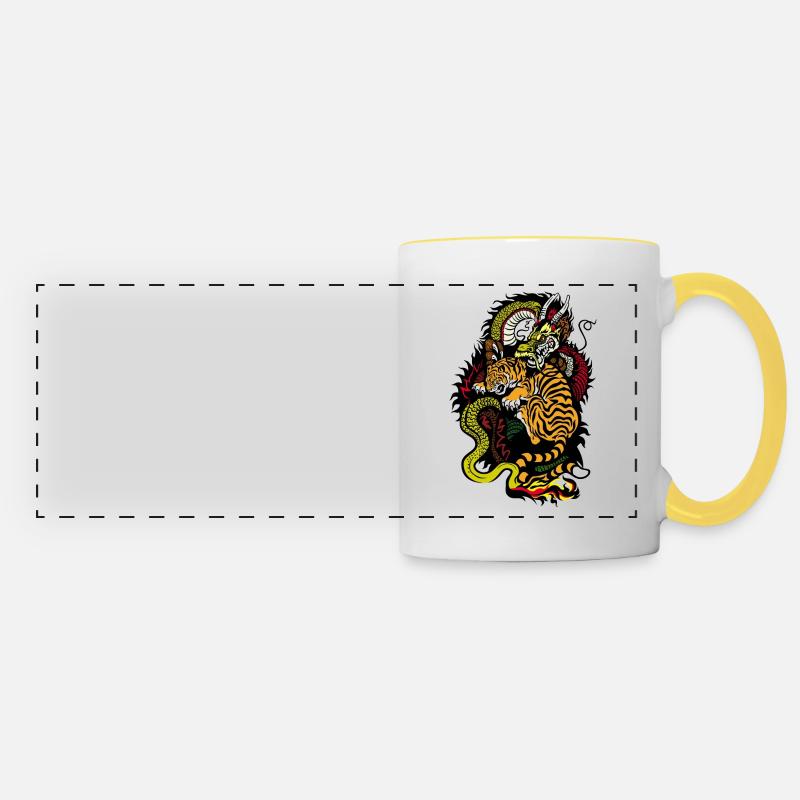 Dragon Snake Tiger - Panoramic Mug - white/yellow
