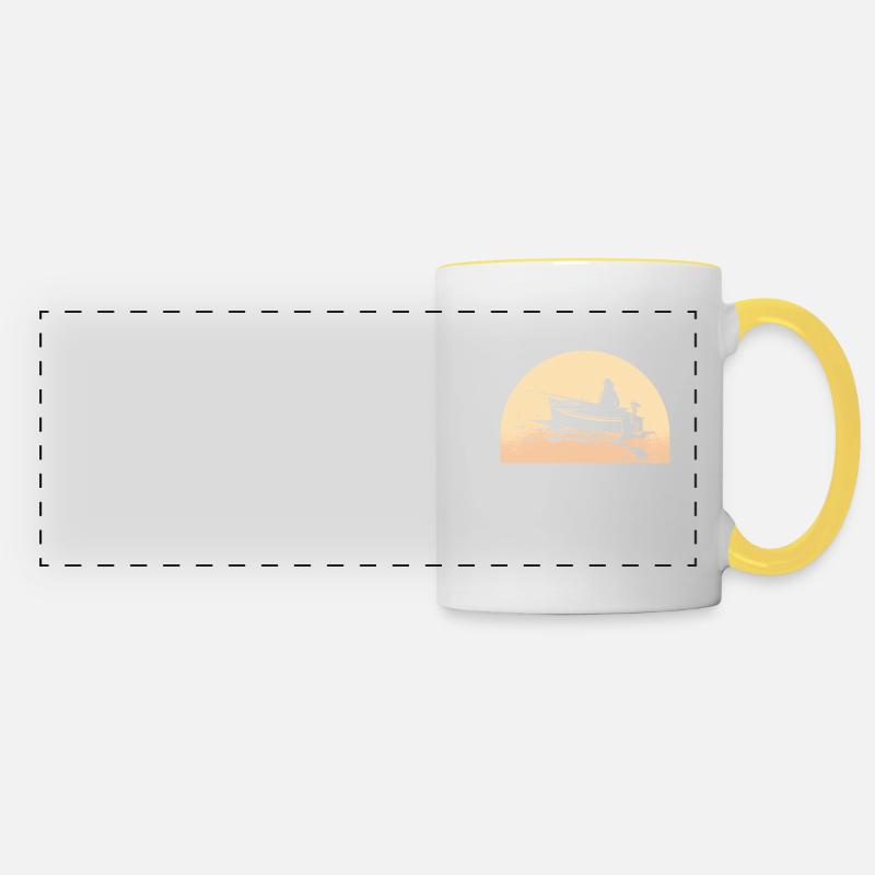 Pêcher pêche pêcher bateau cadeau - Mug panoramique contrasté et blanc - blanc/jaune