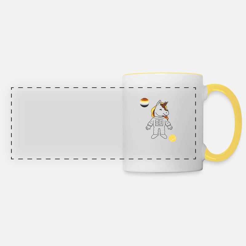 Unicorn Astronaut Gay Bear Pride - Panoramic Mug - white/yellow
