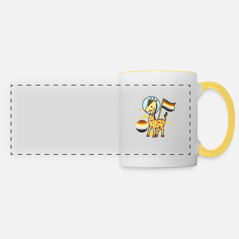 Giraffe Astronaut Gay Bear Pride - Panoramic Mug - white/yellow