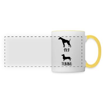 4x4 Dachshund - Panoramic Mug - white/yellow - Front