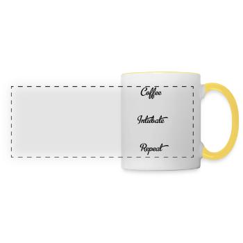 coffee intubate repeat - Panoramic Mug - white/yellow - Front