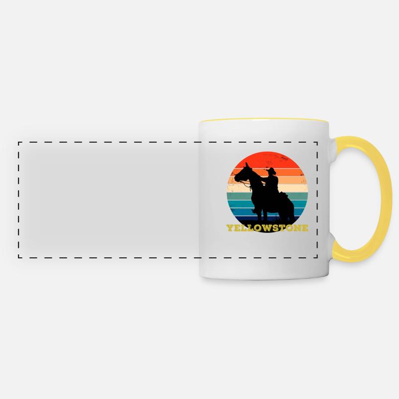 Yellowstone Vintage retro Cowboy - Panoramic Mug - white/yellow