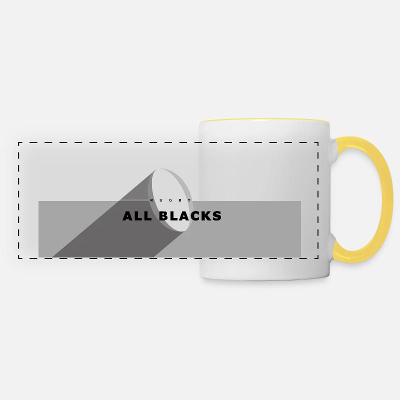 RUGBY ALL BLACKS PANORAMA - Panoramic Mug - white/yellow