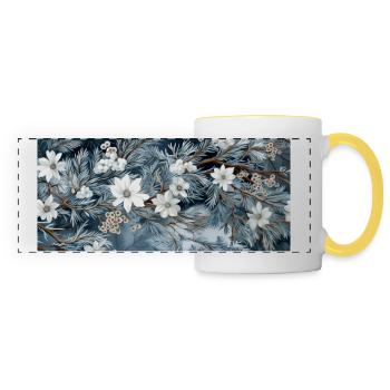 Fir branches in winter - Christmas - Panoramic Mug - white/yellow - Front