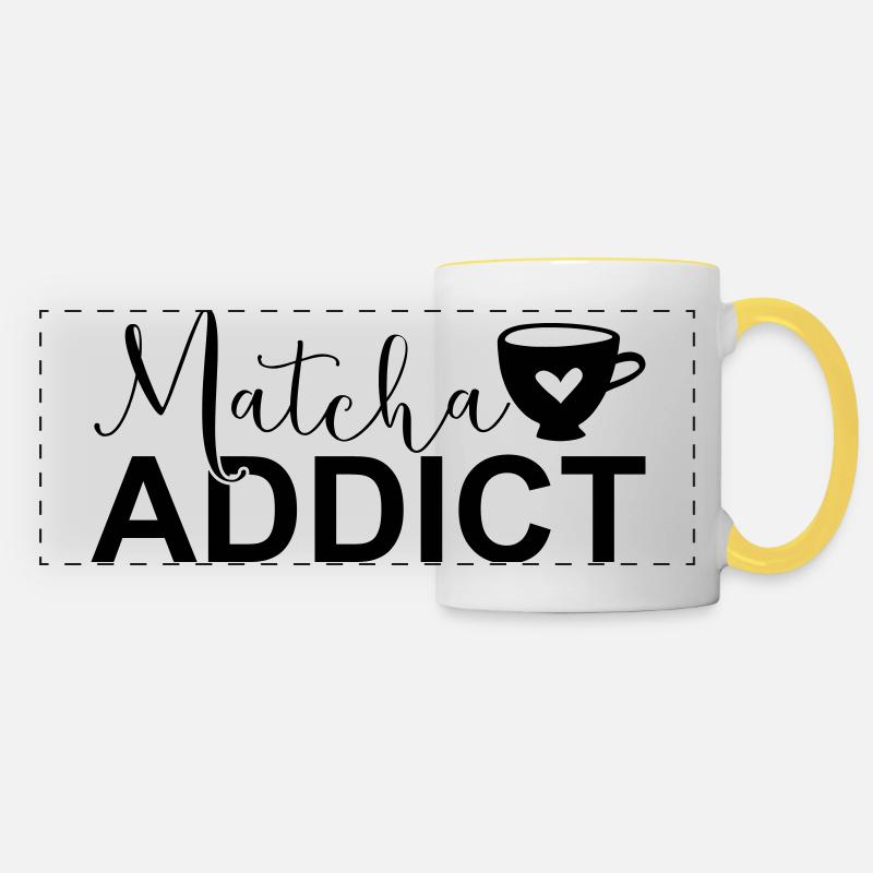 Matcha Addict SVG – Matcha Lover Design - Panoramic Mug - white/yellow
