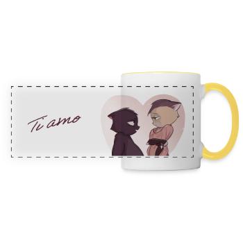 Norby amoureux "Ti amo" panoramic - Mug panoramique contrasté et blanc - blanc/jaune - Devant